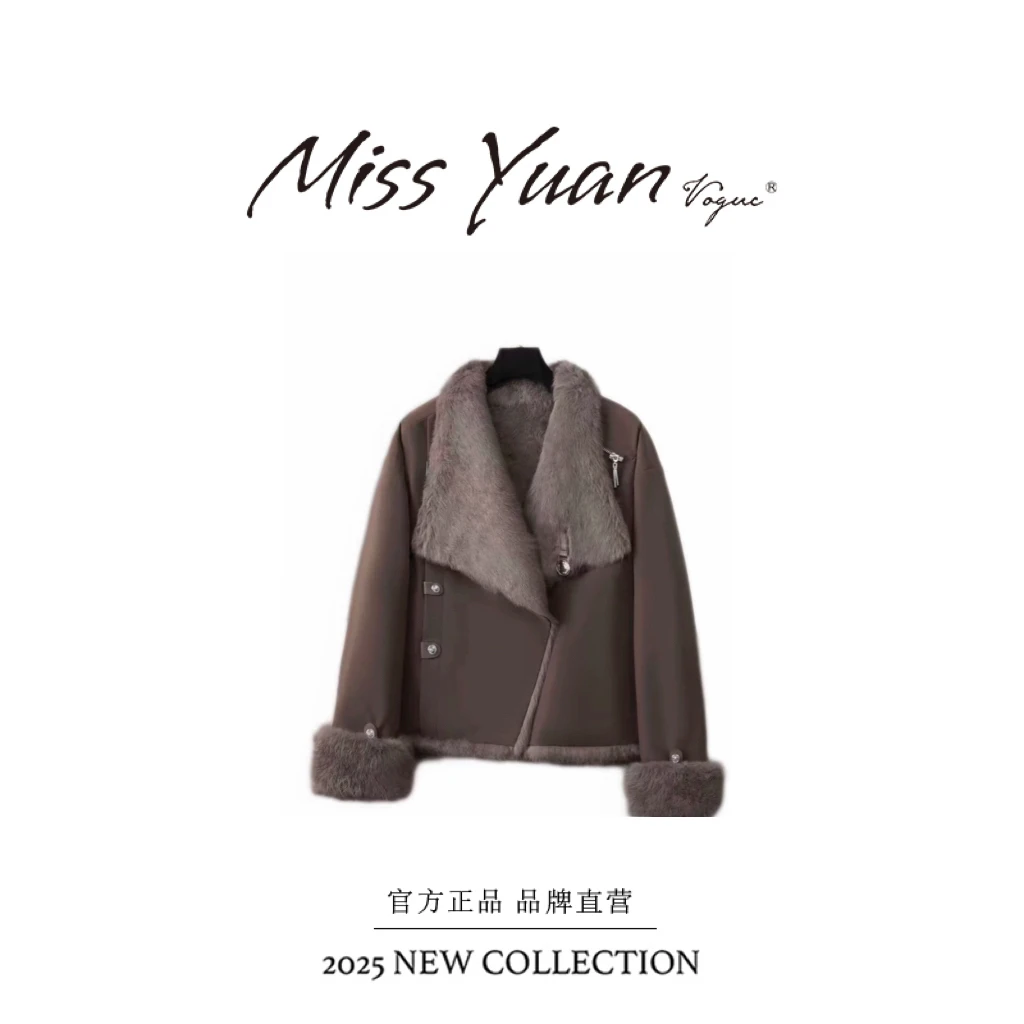 M.Y媛总2025新款时尚保暖兔毛双面穿外套YC068