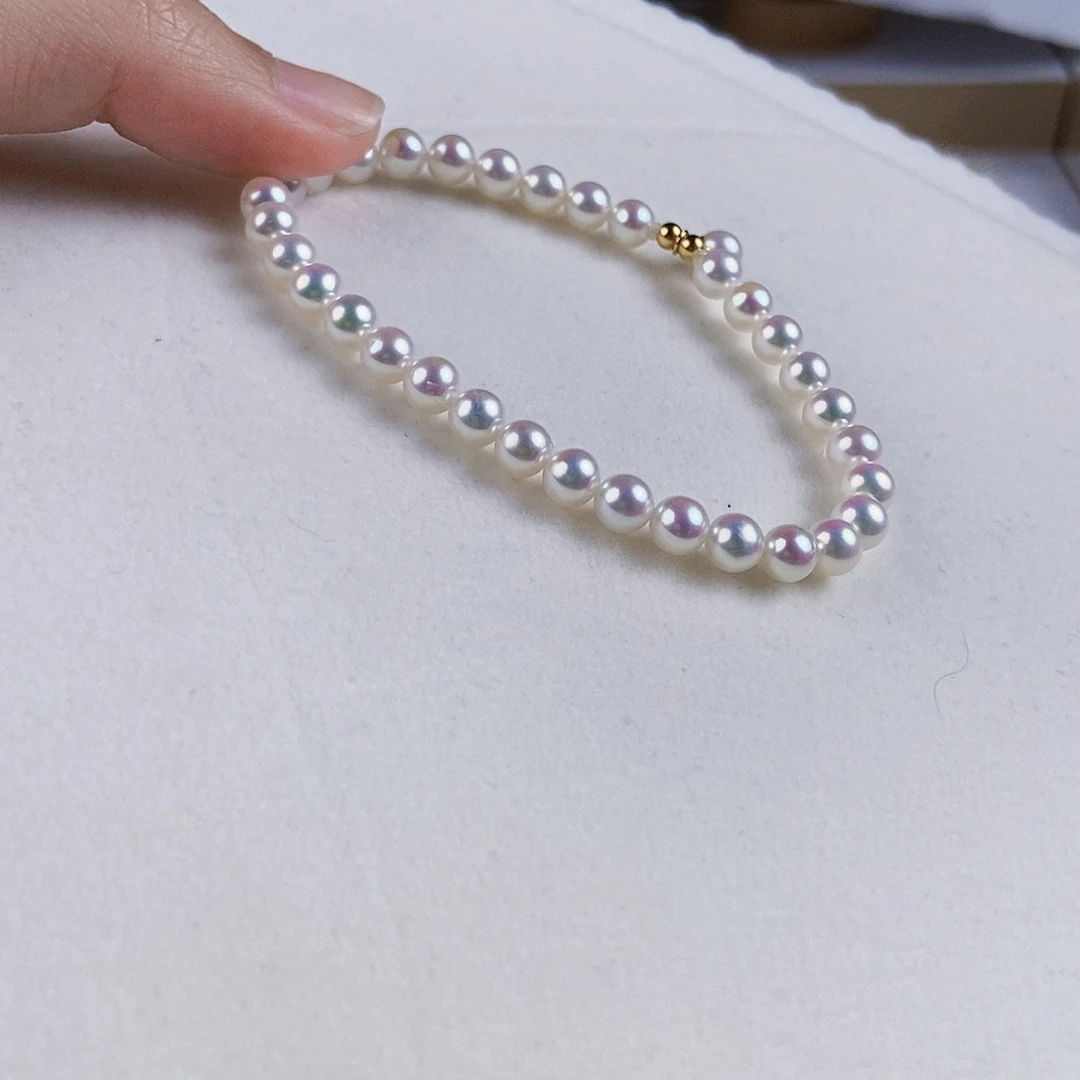 淡水珍珠手绳18K金镶嵌