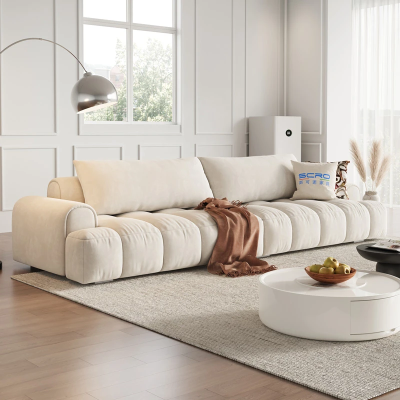泡芙棉花糖布艺沙发猫抓布法式奶油风客厅现代简约科技布云朵沙发