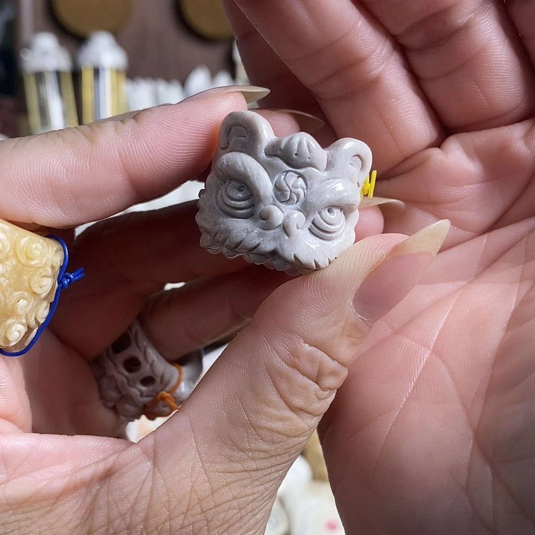 鹿骨把件16号唐狮跑环内径16.7左右