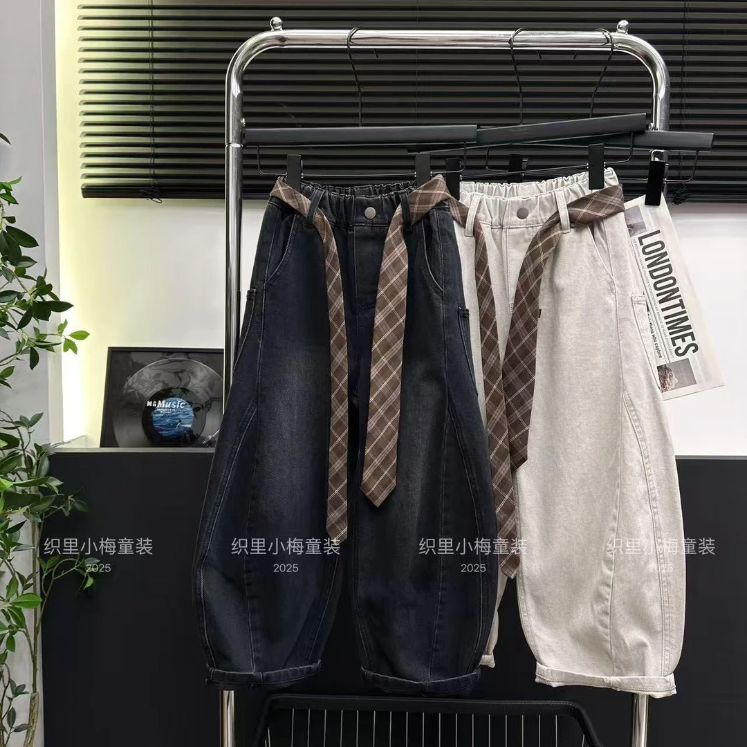 【原版品质】秋季新款男童女童休闲阔腿弯刀牛仔裤百搭休闲裤