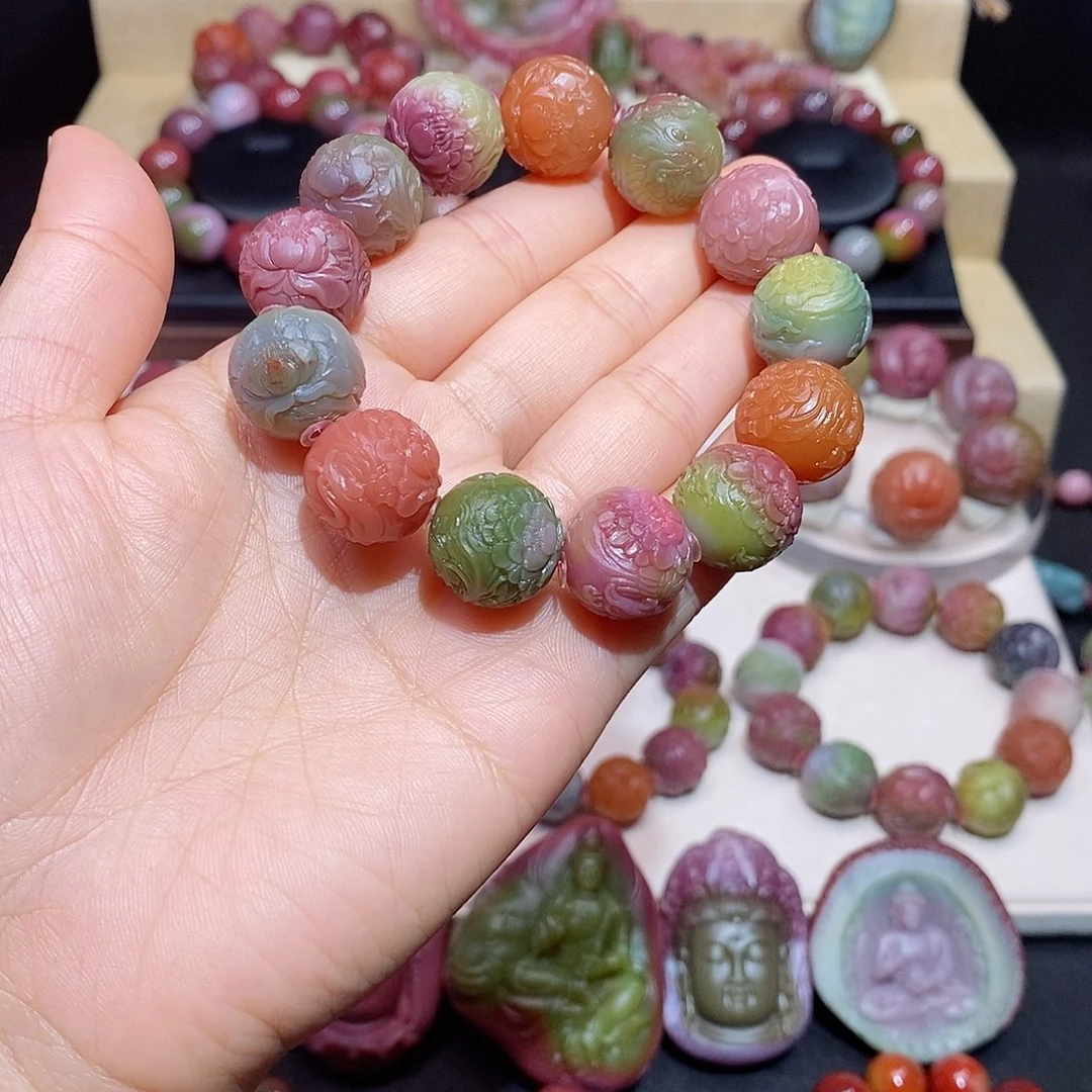 山***烽玛瑙/玉髓未镶嵌盐源玛瑙大师工凤穿牡丹