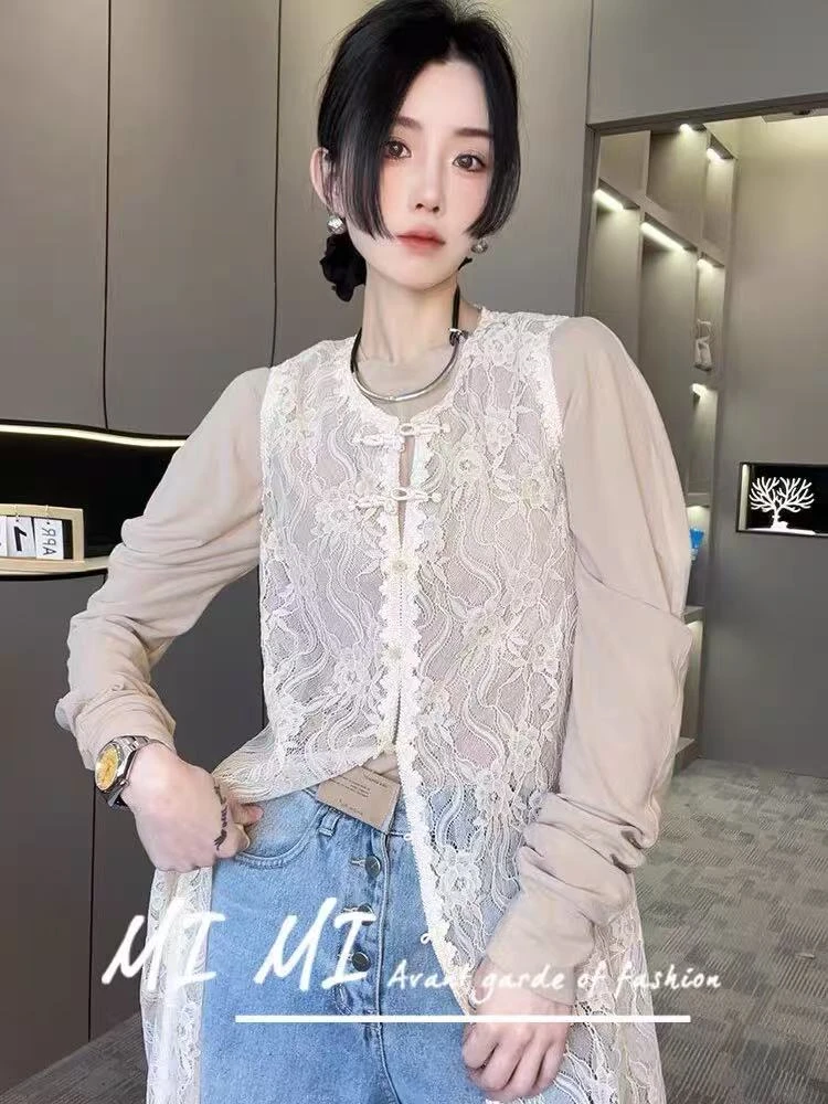 【高奢•墨雪】NN376-时尚长款马夹小香风蕾丝马甲气质百搭小众