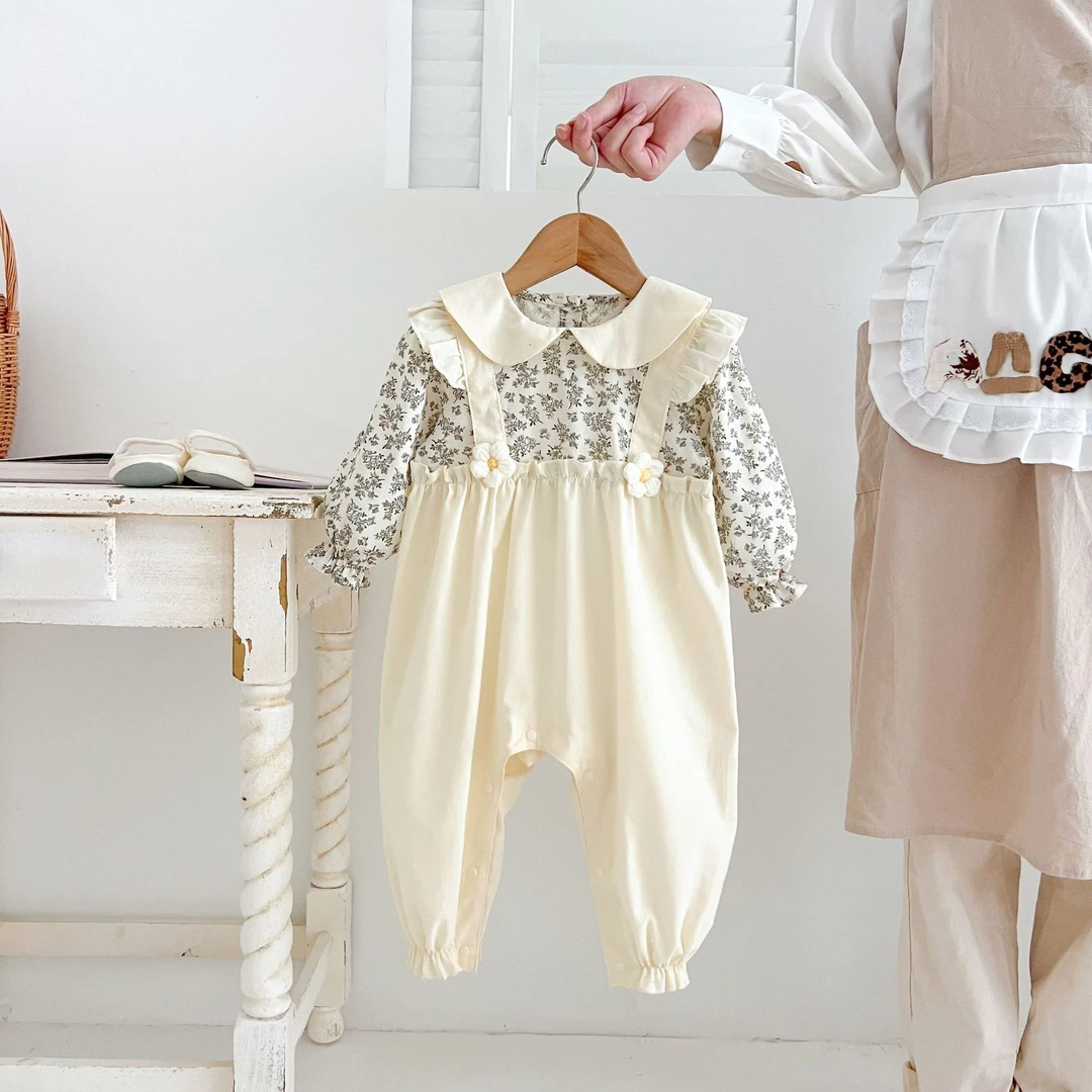 萱妈家-214【翻领碎花假两件背带裤】直播间专享浮力