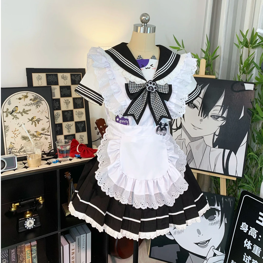 【叁一JK工作室】甜美jk/lolita女仆cos围裙可爱学生制服水手服叠穿