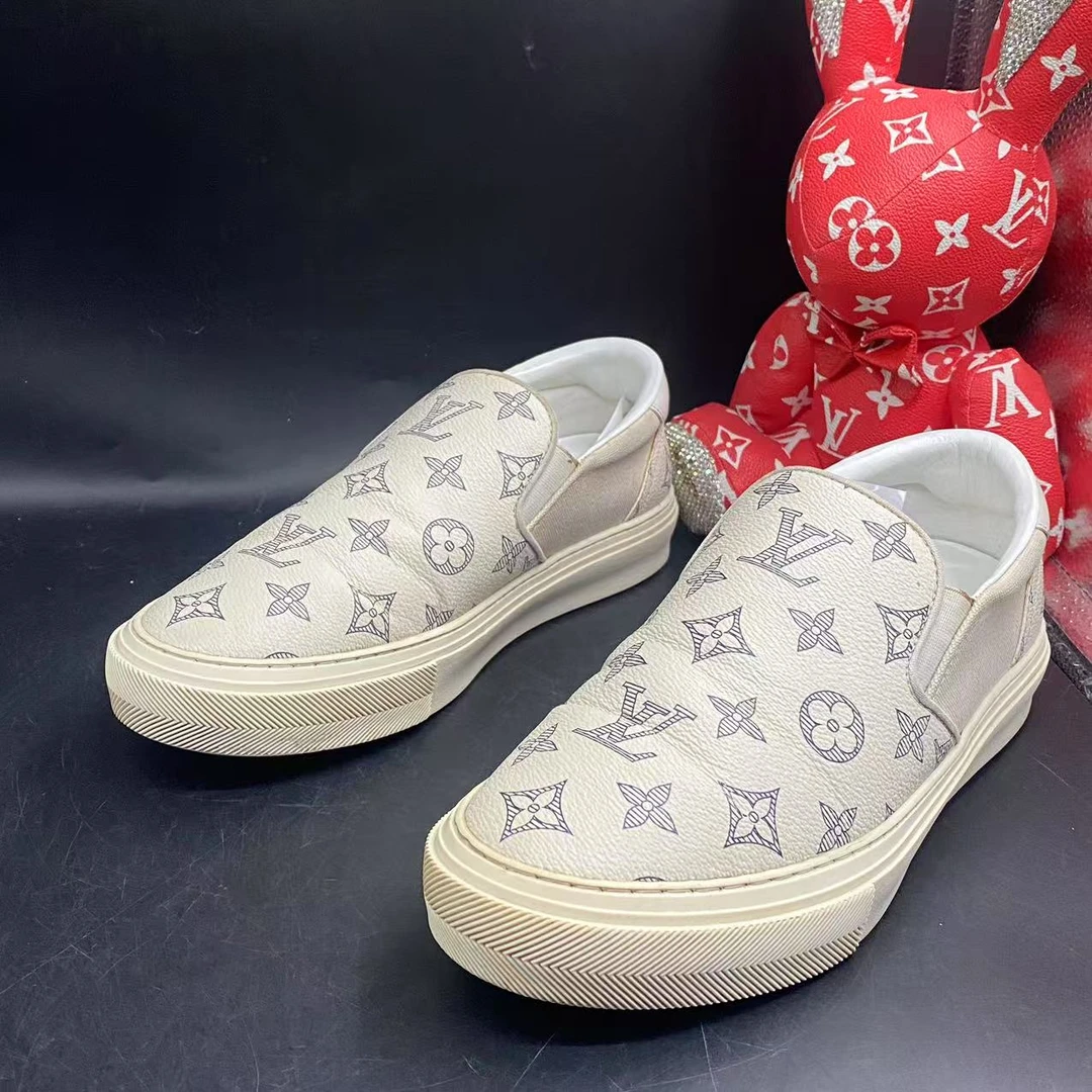 95新 GUCCI/古驰 米色老花一脚蹬板鞋39欧码ddm2072