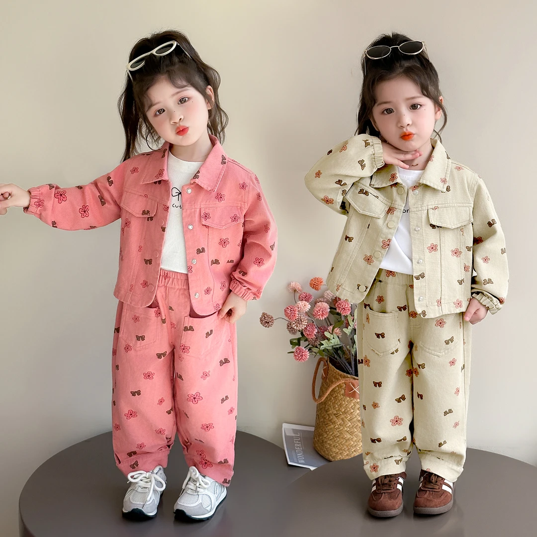 女童休闲套装2025新款儿童春秋装韩版潮款女宝秋季洋气工装两件套