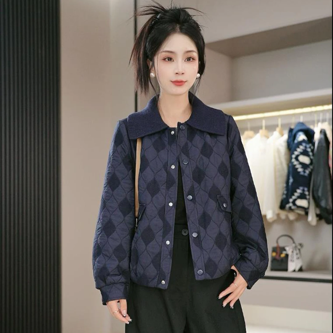 复古短外套厚款修身型时尚百搭女小个子薄款翻领秋季