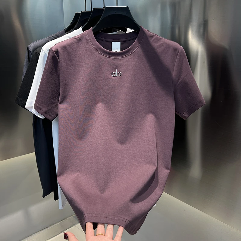 2025春夏男士新款时尚圆领小标高品质纯色半袖简约休闲男装短袖