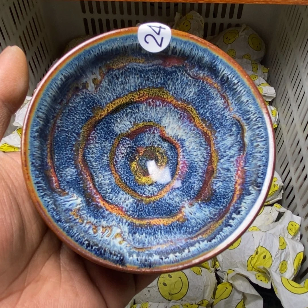 茶盏黄*红建盏喝茶主人杯茶杯