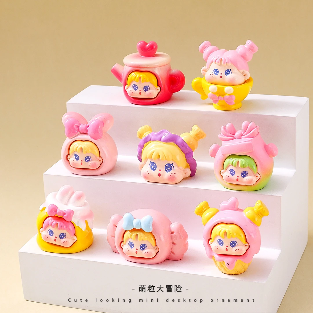 可爱甜心QQ女孩萌粒公仔手办diy树脂桌面摆件潮玩直播对对碰盲袋
