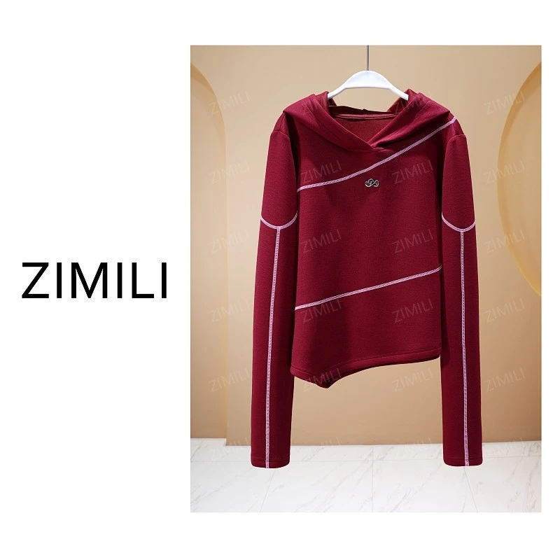 【亮哥女装】2025秋冬新品《锦簇系列》安红高弹显瘦连帽上衣26293-B4