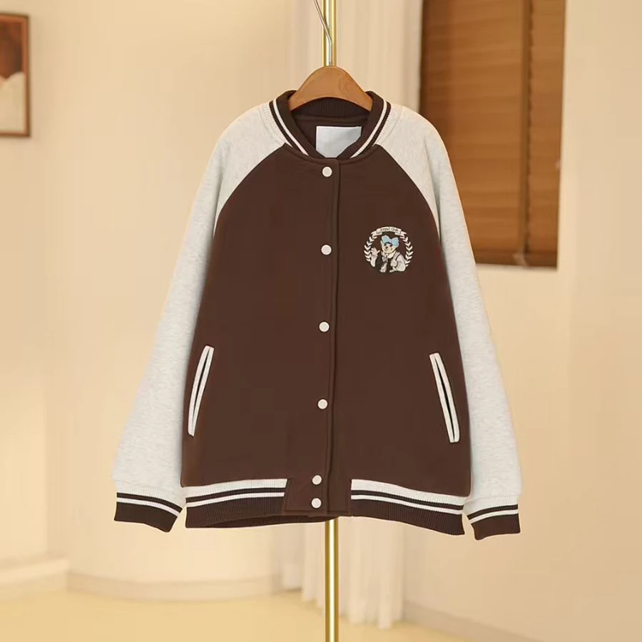 秋季女大童棒球服外套新款洋气休闲百搭连帽外套亲子装-SW213