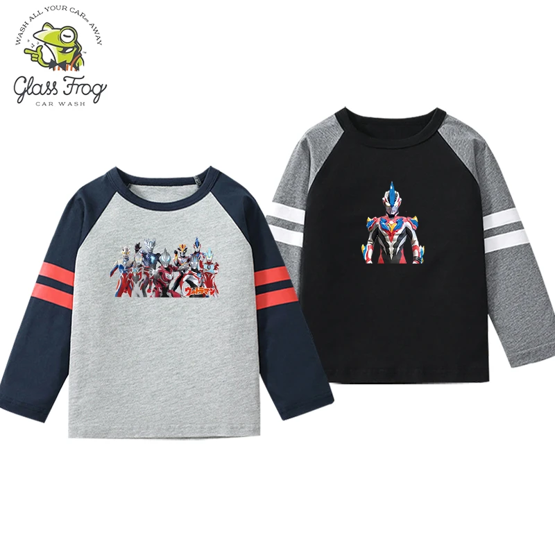 奥特曼童装儿童纯棉长袖t恤男童春秋新款上衣宝宝洋气拼接打底衫