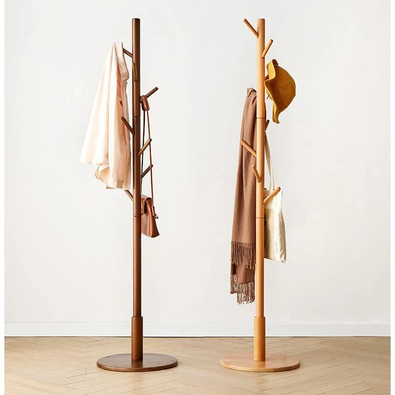 榉木全实木衣帽架落地挂衣架现代简约立式家用客厅卧室挂衣服挂包