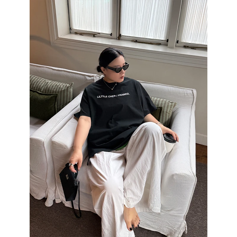 铅笔小鑫【享85折】字母印花 宽松简约 百搭大码T恤