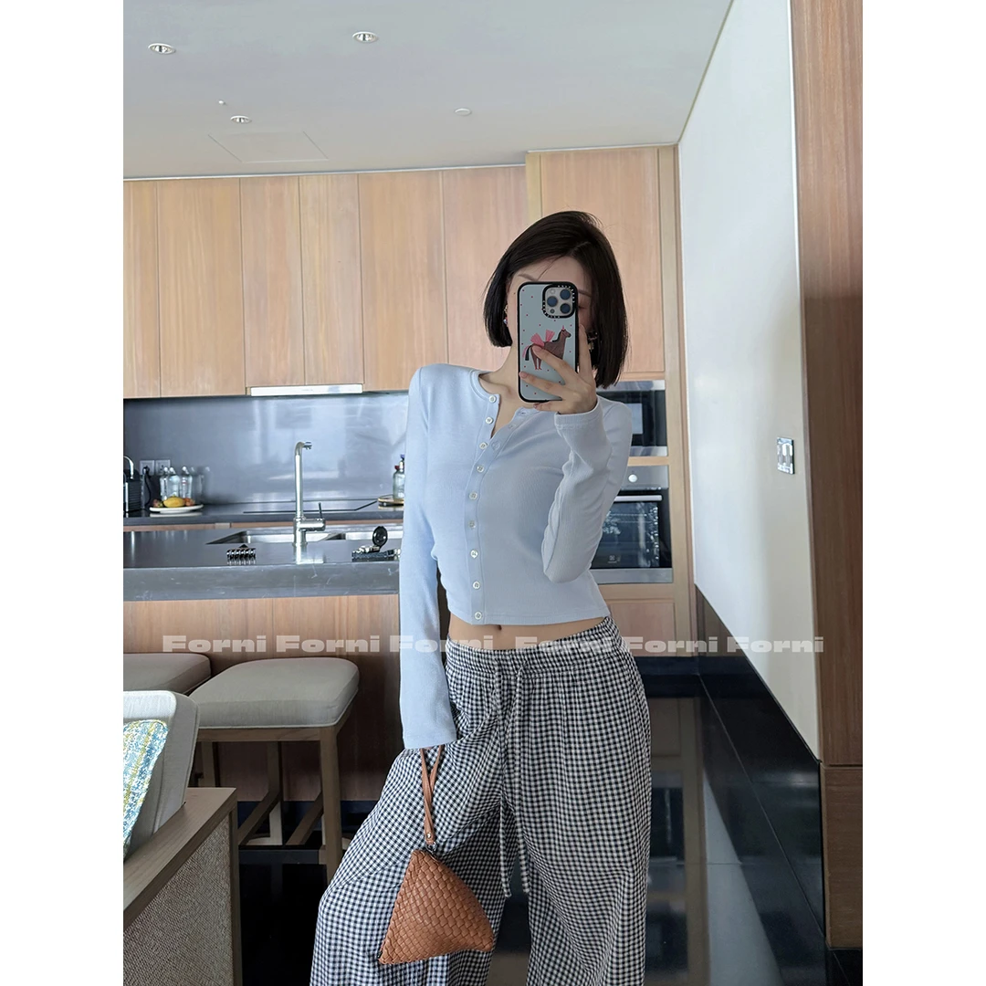 FORNI 奶油舒芙蕾 纯色多巴胺云感棉圆领长袖开衫