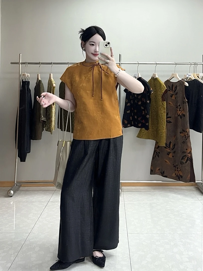 【YIGUI】桑蚕丝唐装百搭显瘦上衣国风新中式复古老钱风盘扣上衣