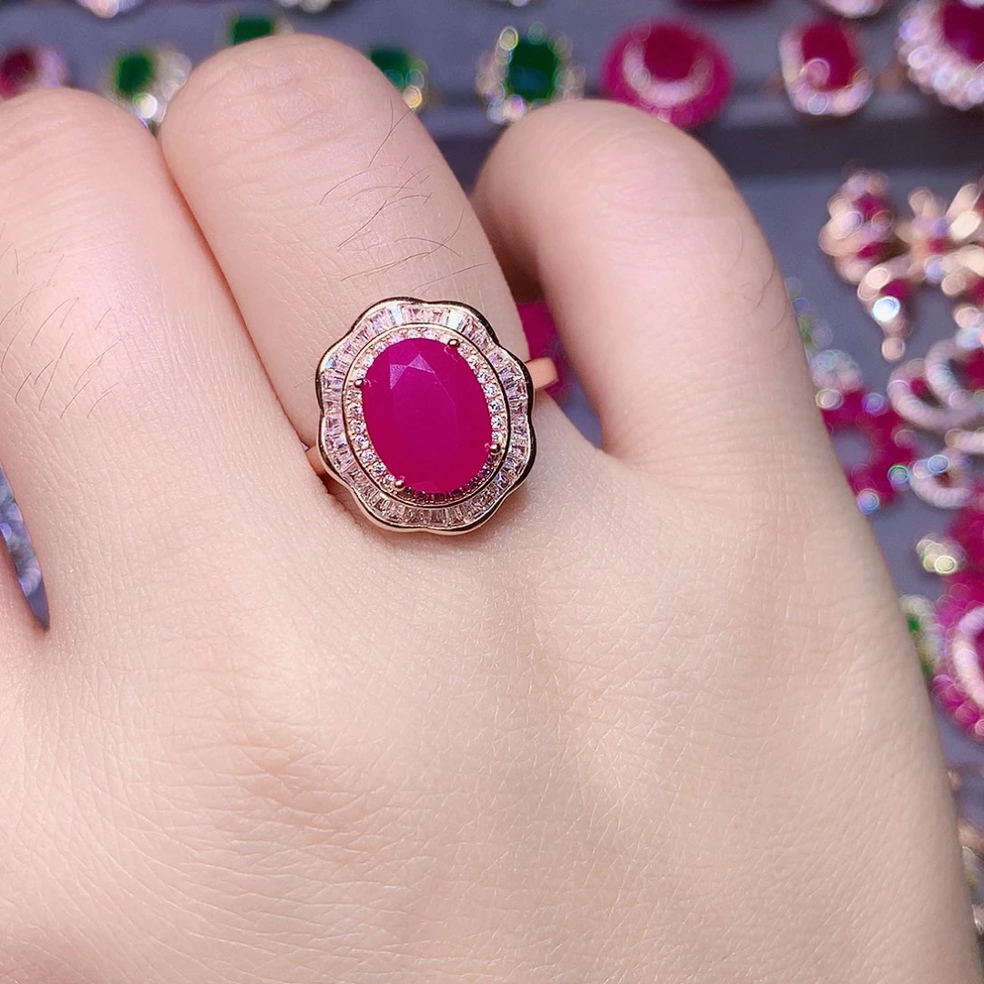 银S925镶嵌戒指红宝石