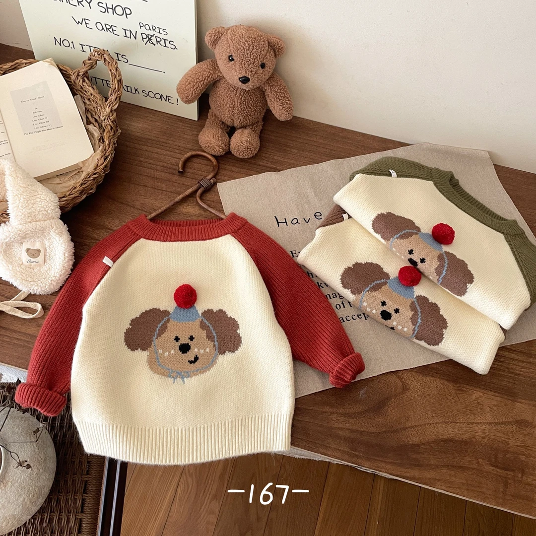 2024秋冬款男女童拼色款套头毛衣