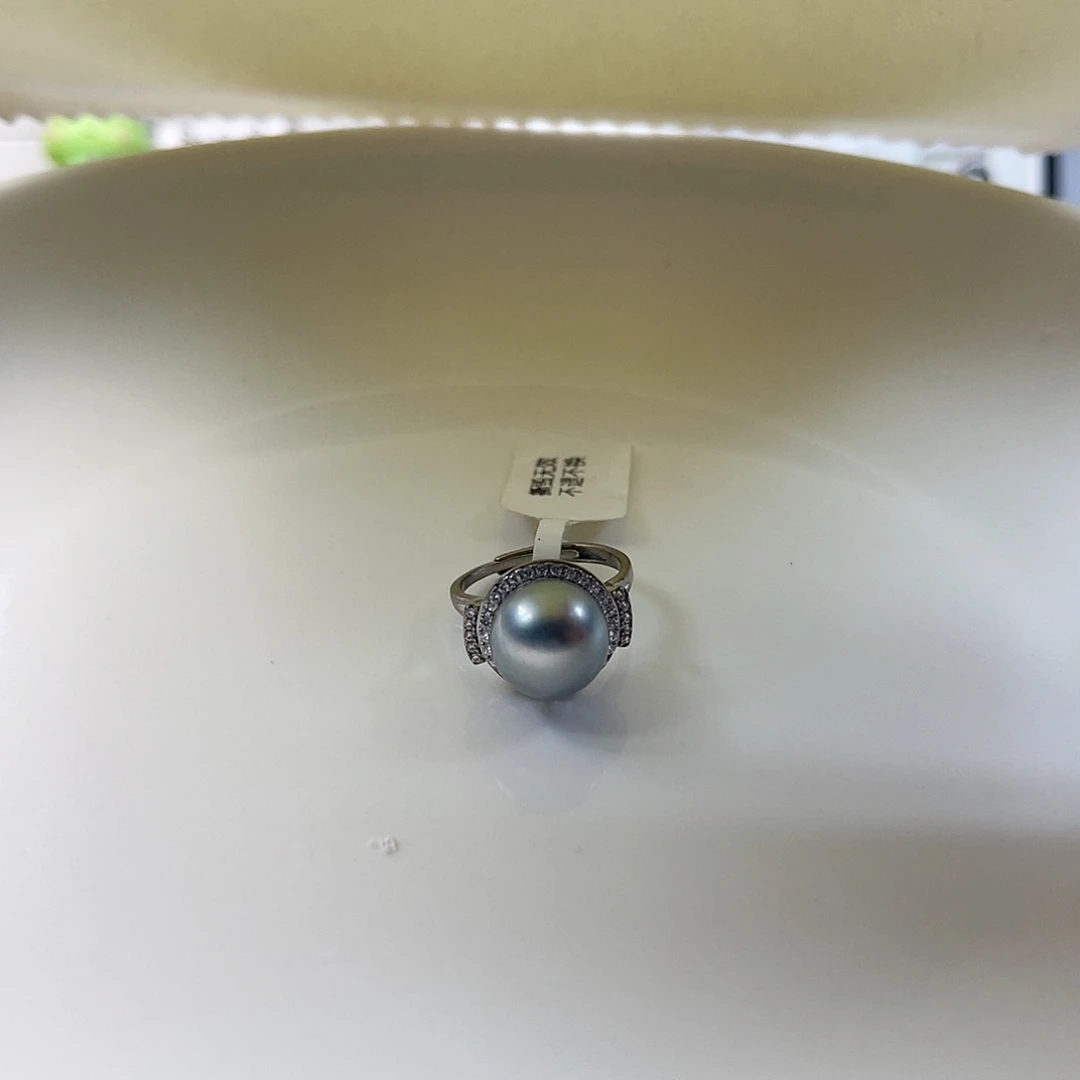 戒指海水珍珠银S925镶嵌