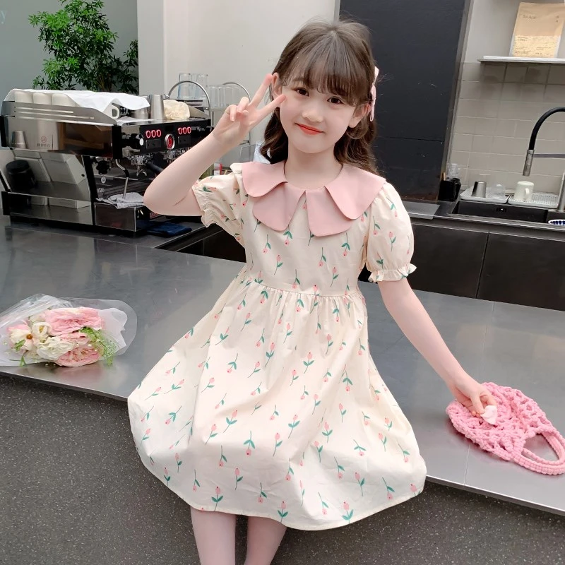 女童公主裙2025新款夏季学院风儿童碎花连衣裙小女孩宝宝夏装裙子