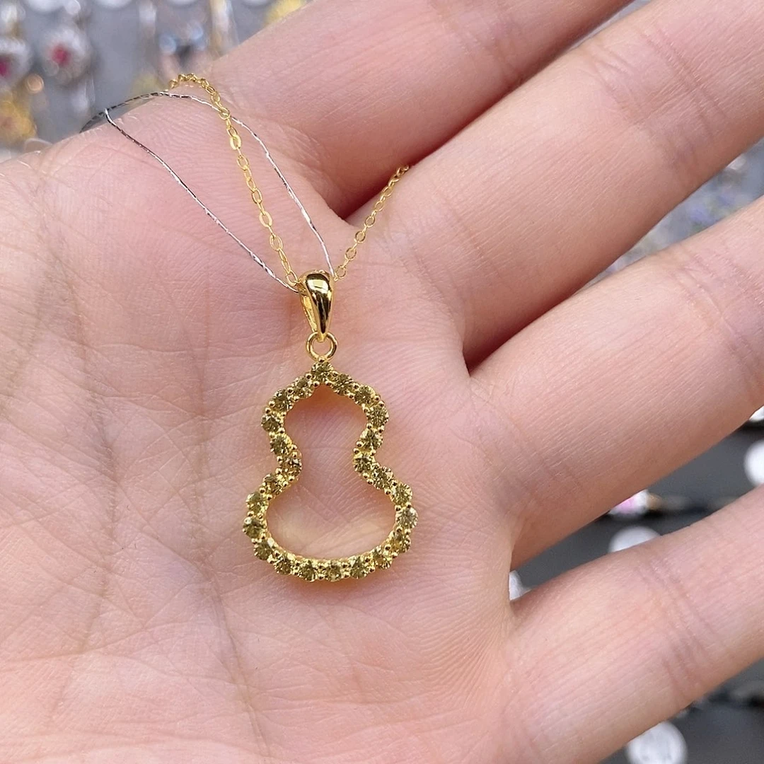 彩色蓝宝石吊坠(赠链)银S925镶嵌