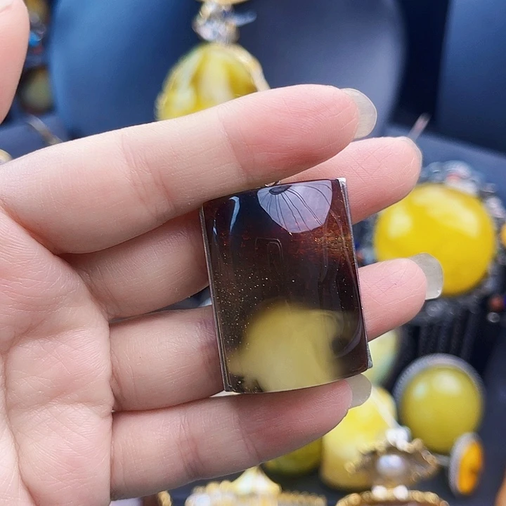 琥珀银S925镶嵌裸石