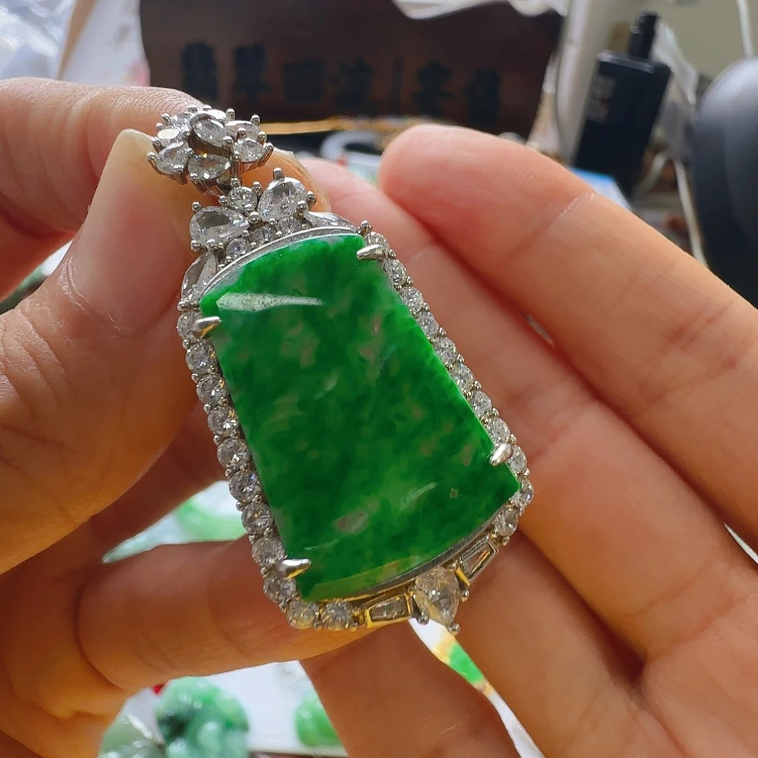 翡翠银S925镶嵌颈饰翡翠580