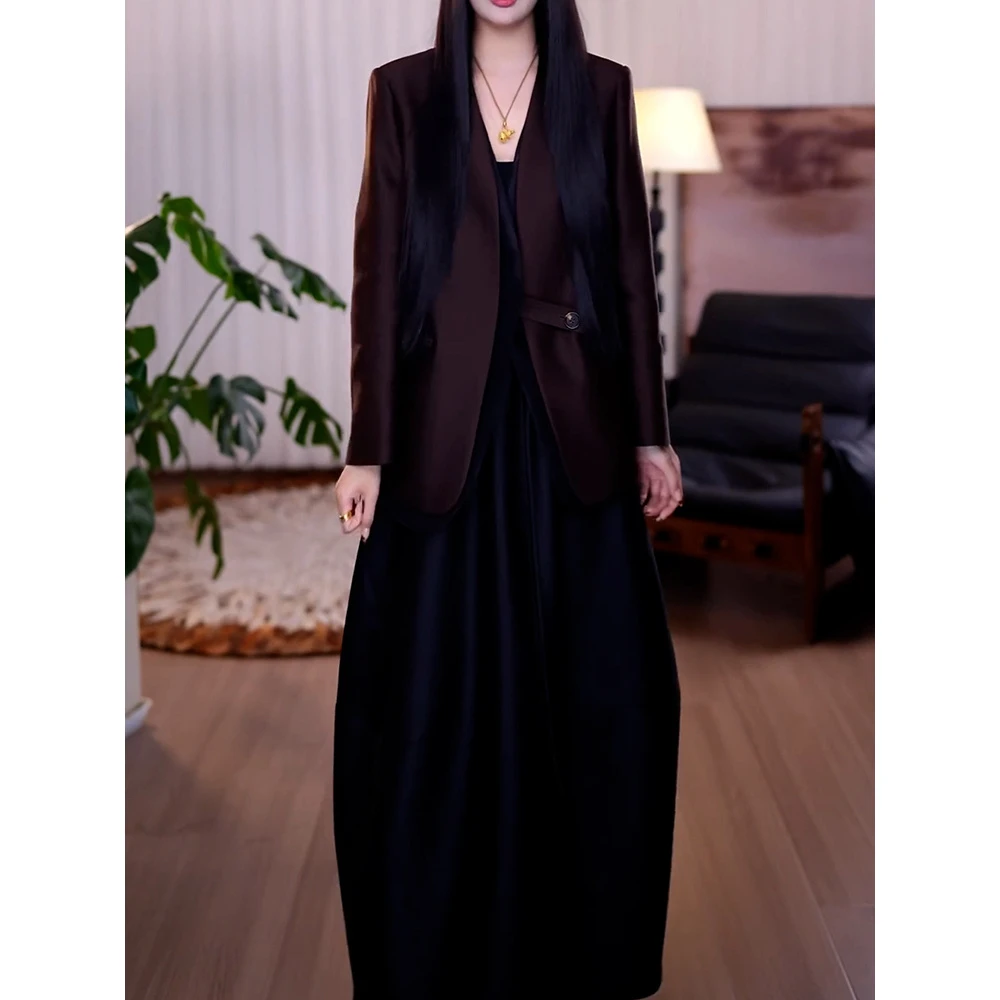 端庄优雅高级感裙套装女2025秋季新款洋气名媛风轻奢上衣+半身裙