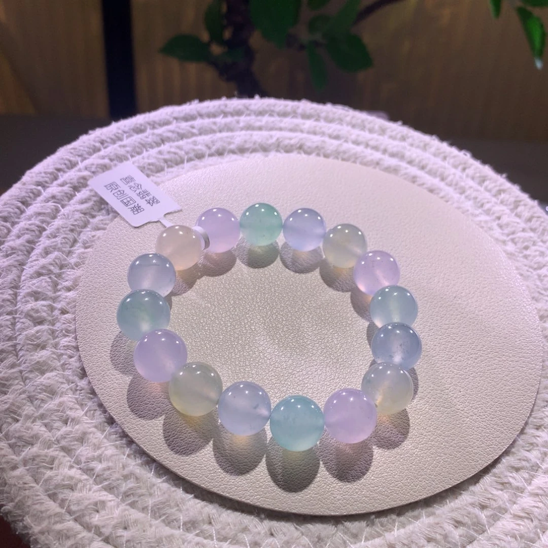 散珠翡翠天然缅a卡12mm云想衣裳