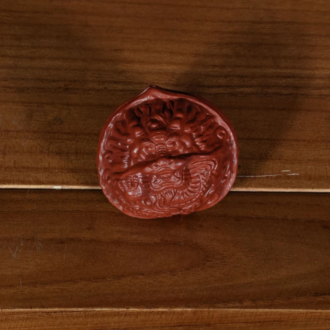 宜兴原矿朱泥大红袍雕塑紫砂把玩龙核桃单个手把件手工茶宠摆件