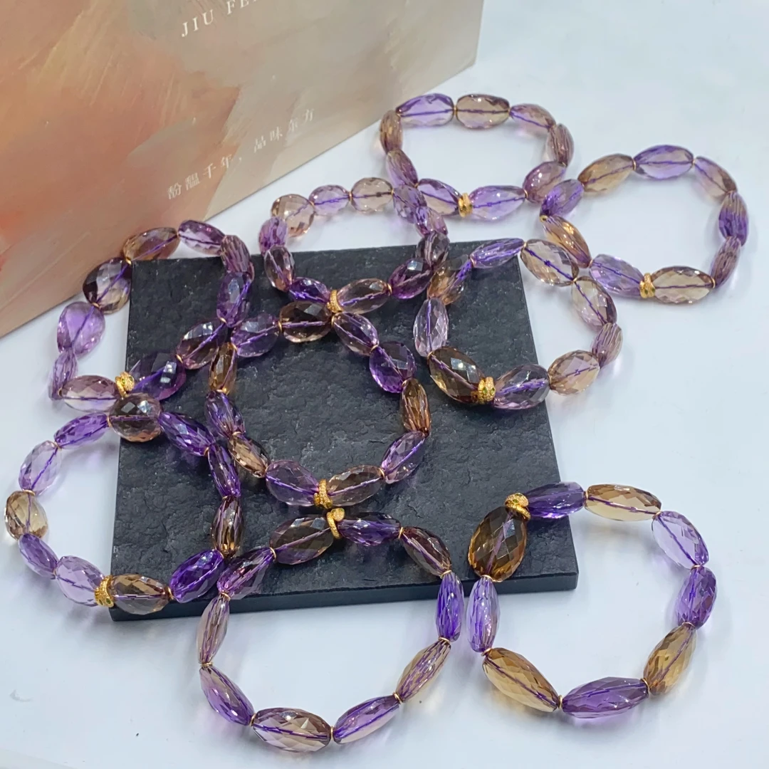 紫黄晶水晶手串精美时尚大气优雅多样性发货1件