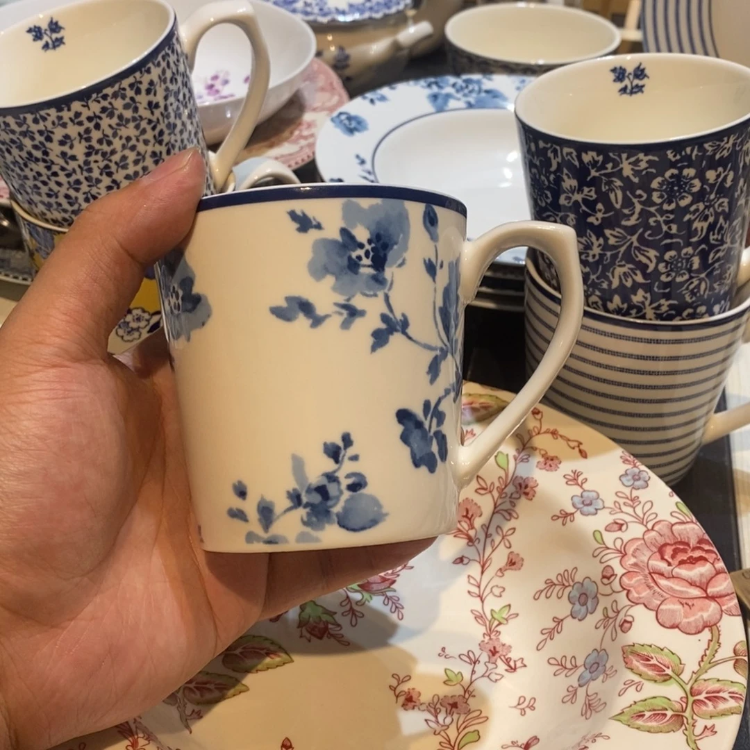 瓷微瑕蓝染马克杯