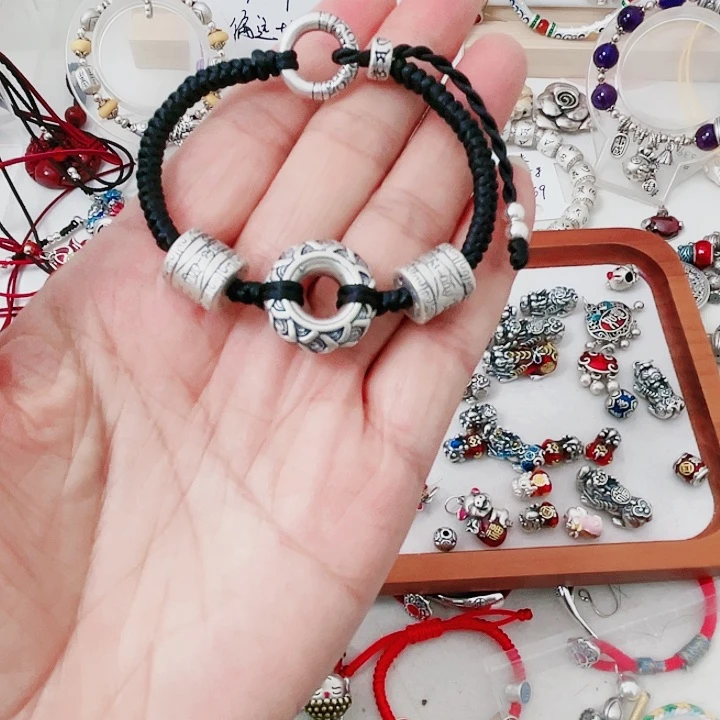 珐琅吊坠足银护平安扣