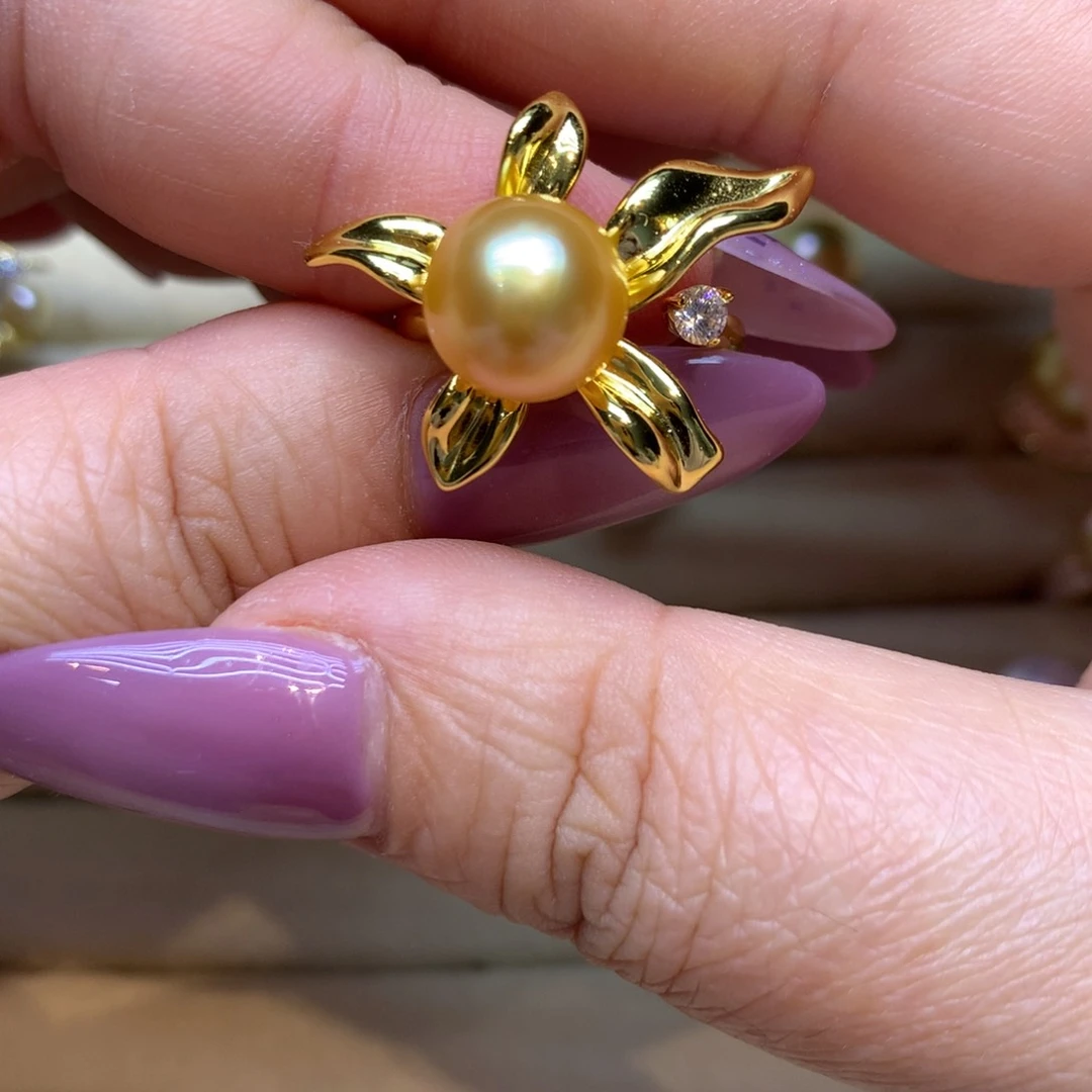 银S925镶嵌戒指海水珍珠