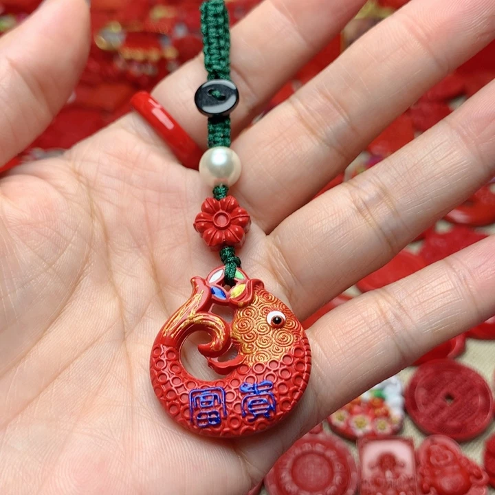 天然辰砂工艺品朱砂钥匙扣