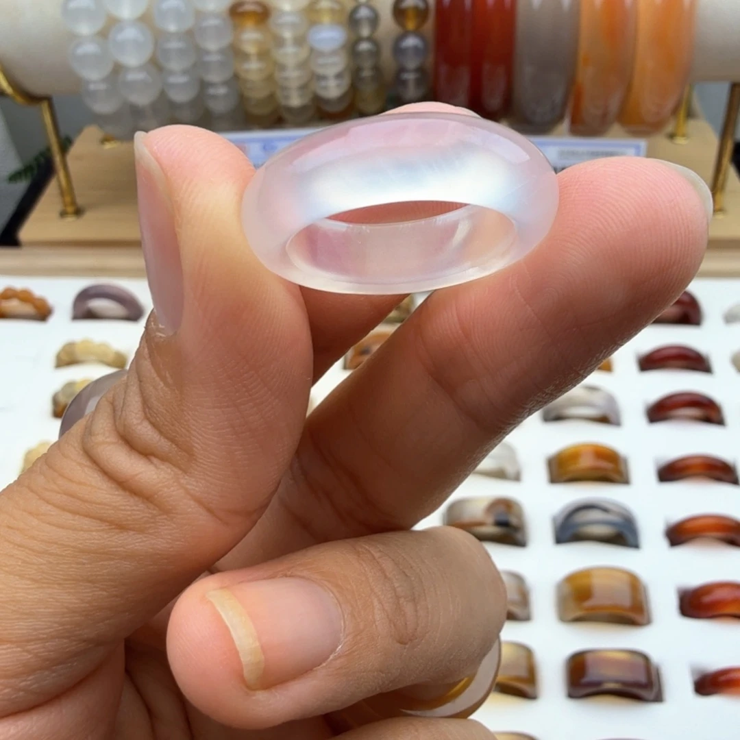 未镶嵌戒圈玛瑙/玉髓18圈福利不退换内飘冰纹介意勿拍