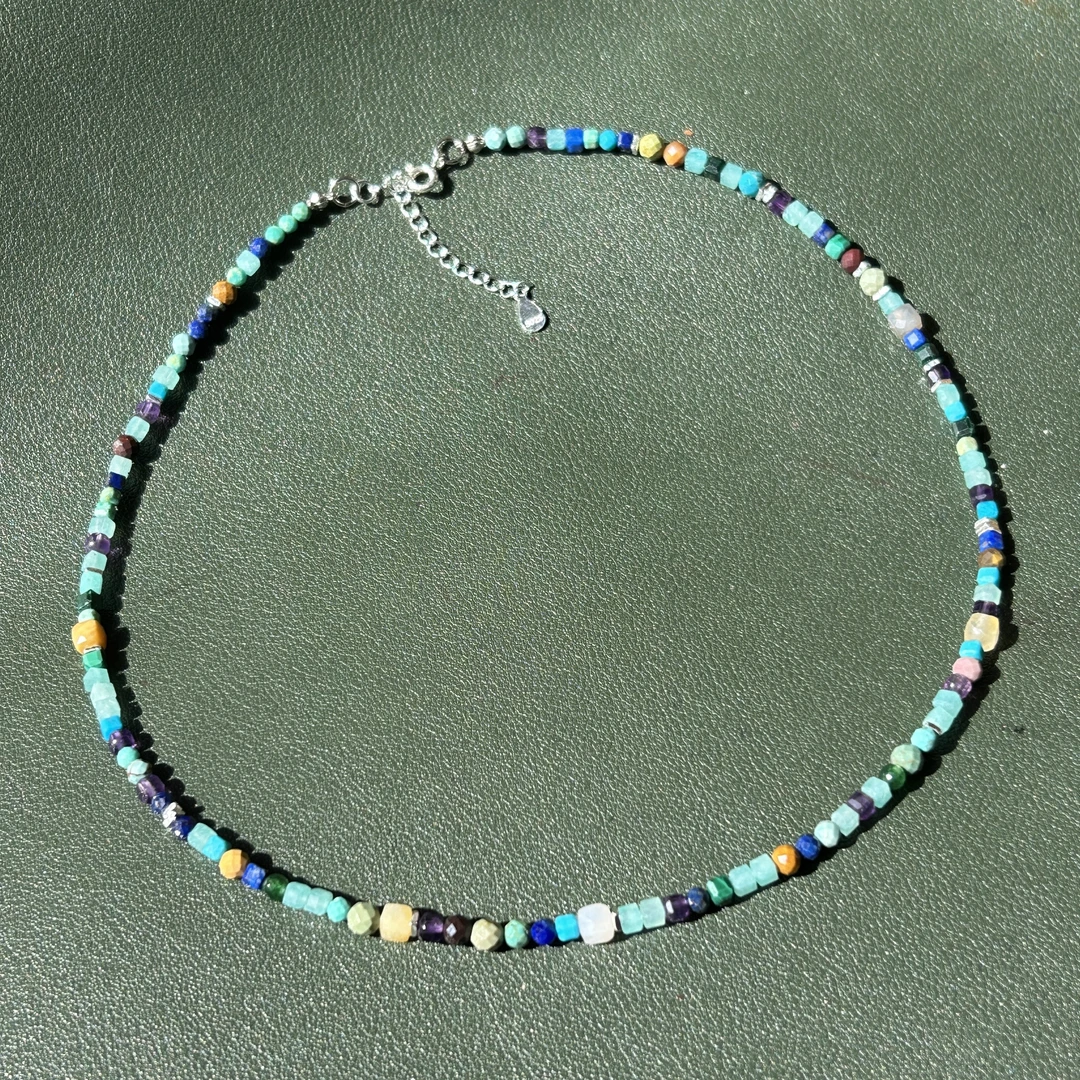 链子925银 0596 『一日一品』“多巴胺”原创手工串珠链（40+5厘米）