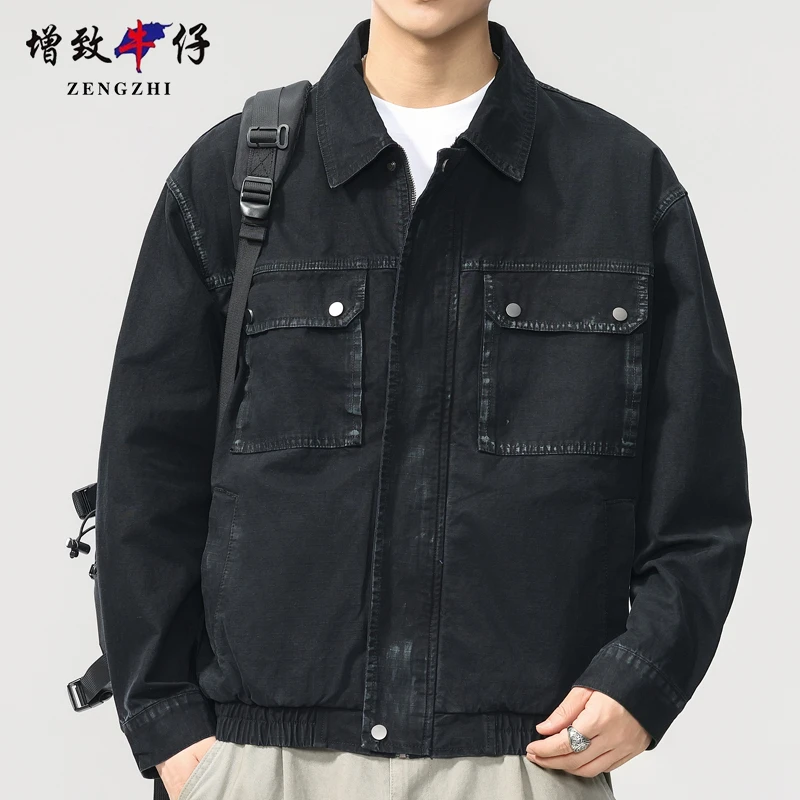 ZENGZHI/增致牛仔秋季外套男士牛仔休闲衣服夹克潮流宽松简约百搭