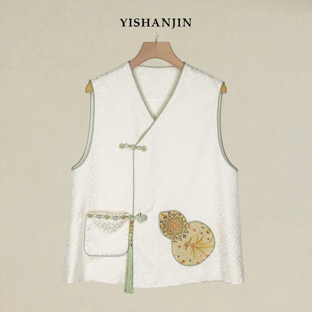 【五福】桑蚕丝宽松国风新中式休闲马甲 25M0033批