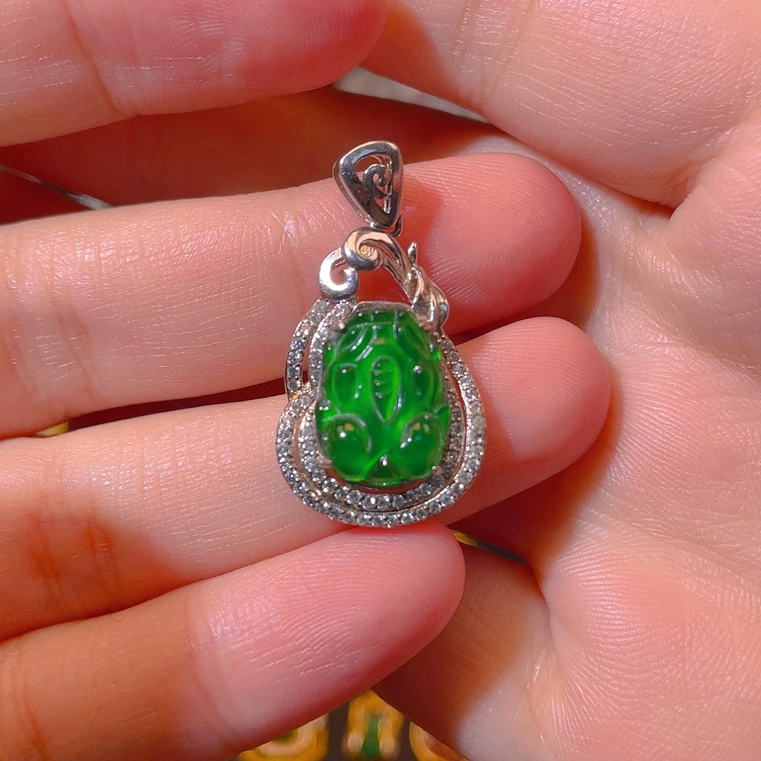 翡翠银S925镶嵌吊坠(不含链)