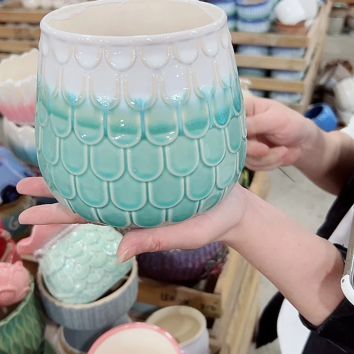 有孔.凑满10元发货多肉陶瓷花盆！