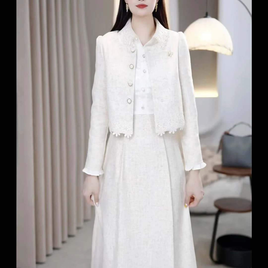 【外套+连衣裙】X215 #  秋季新款2025 气质 收腰 显瘦两件套裙