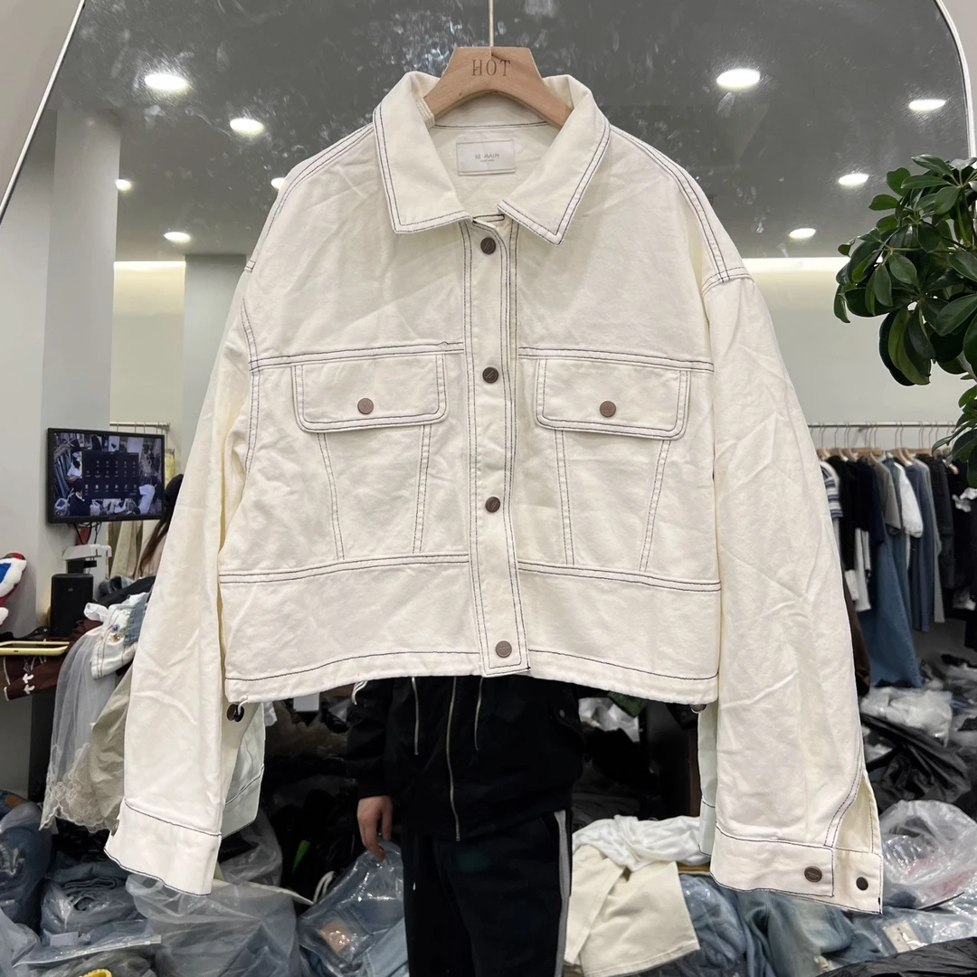 东大门2025春新款短款夹克欧洲站百搭显瘦翻领长袖牛仔外套女