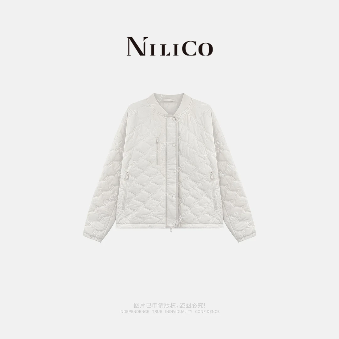 NILICO【眠云】短款运动风棒球领仿羽棉菱形绗棉棉服