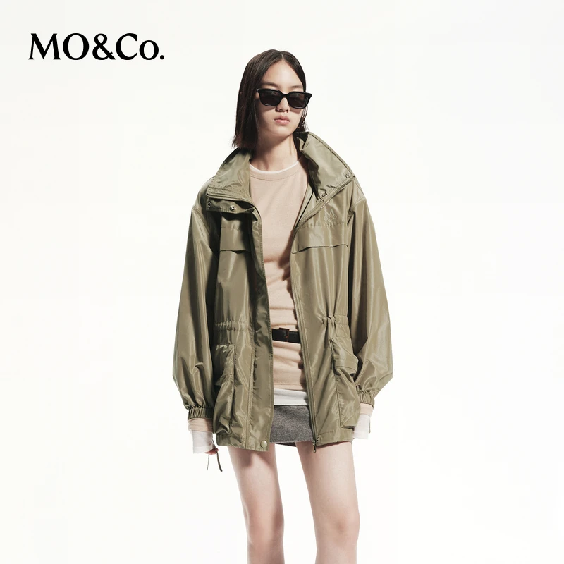 MOCO金属光感可收纳连帽抽绳工装猎装外套MBD3COT005