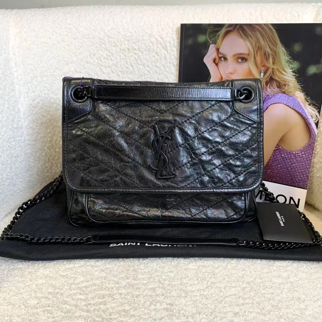 99新 YSL/圣罗兰  壹臻/黑色niki中号 d扣/73247763