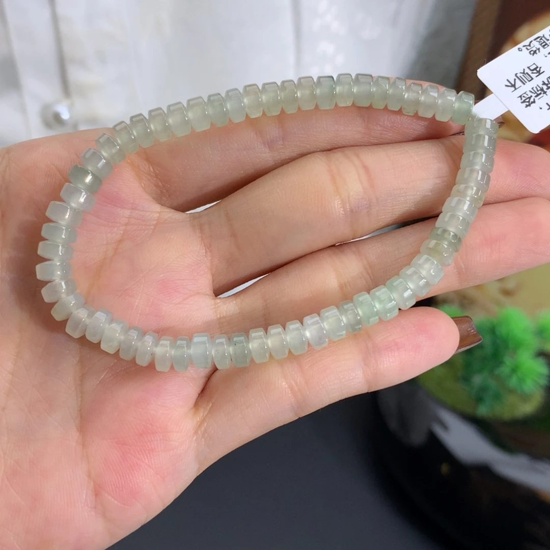 未镶嵌手串翡翠卡5.3冰胶黄翡桶珠手串