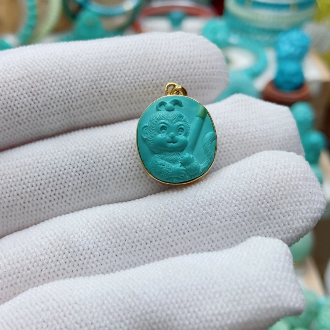 绿松石18K金镶嵌悟空